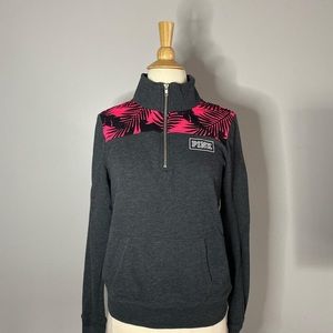 PINK Half Zip + Front Pocket